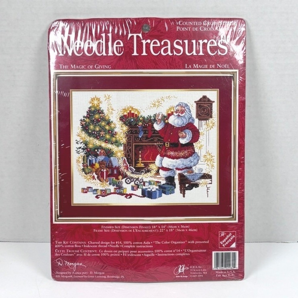 Vtg 90s Needle Treasures Magic of Giving Christmas Santa CrossStitch 18x14 NEW